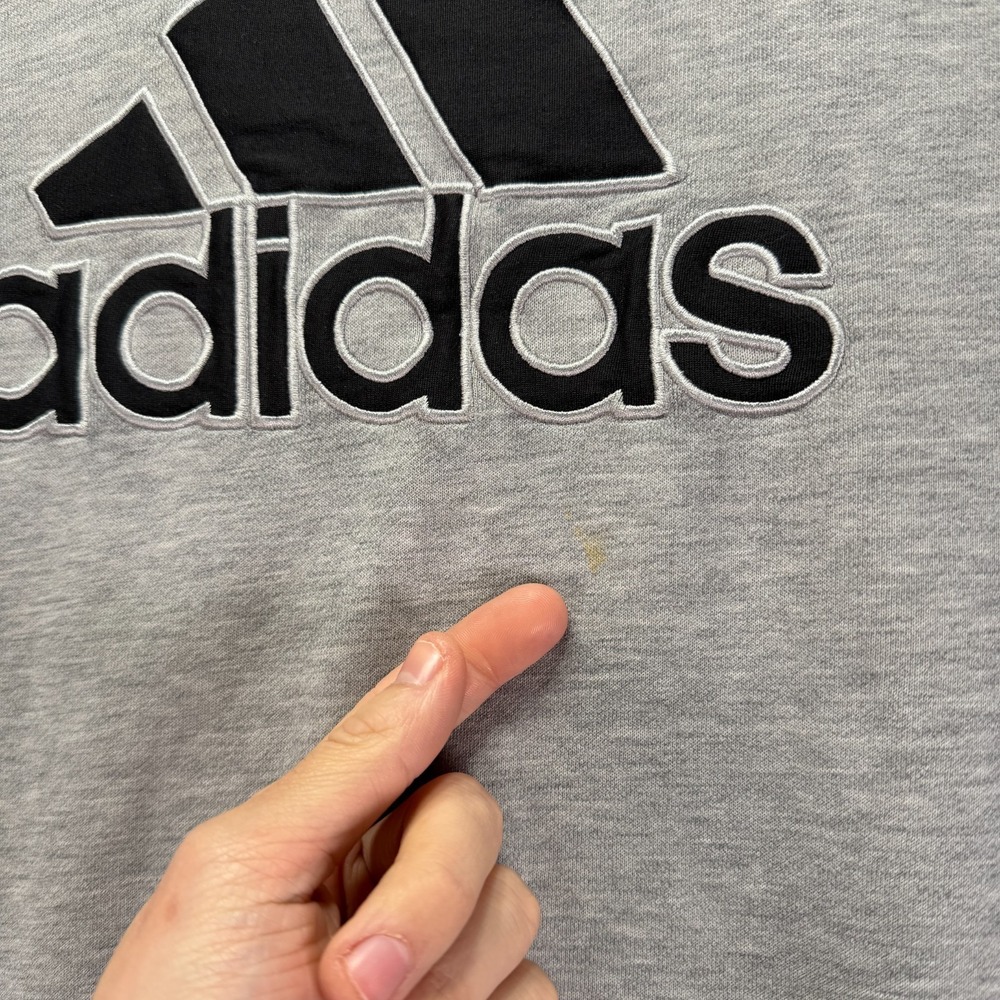 Vintage Y2K Adidas Hoodie Mens XL Gray Pullover Sweatshirt Big Logo Fleece - Picture 6 of 10